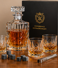 Whiskey Decanter Gift Set with 4 Glasses & Wooden Box