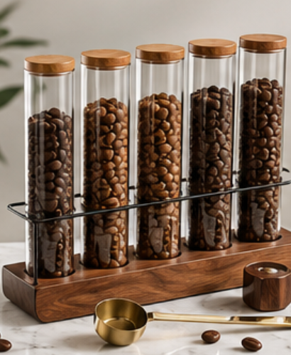 Single-Dose Coffee Bean Cellar Set with Glass Tubes