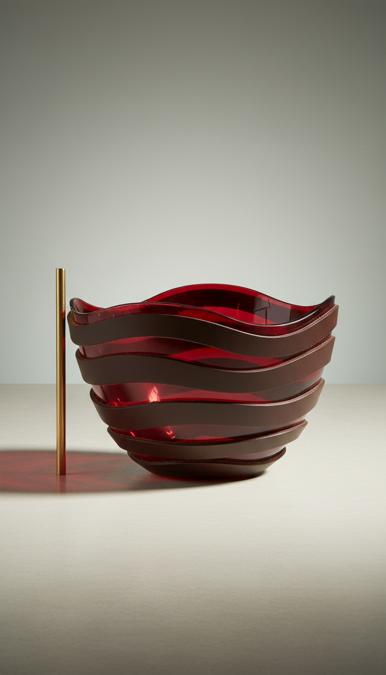 Crimson Wave Glass Bowl – Limited Edition
