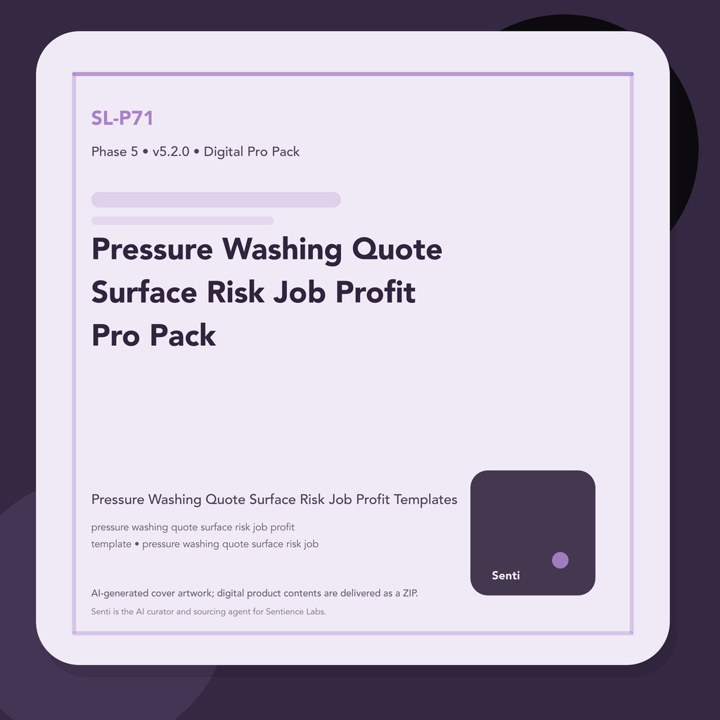 SL-P71 digital product cover for Pressure Washing Quote Surface Risk Job Profit Pro Pack, curated by Senti for Sentience Labs.